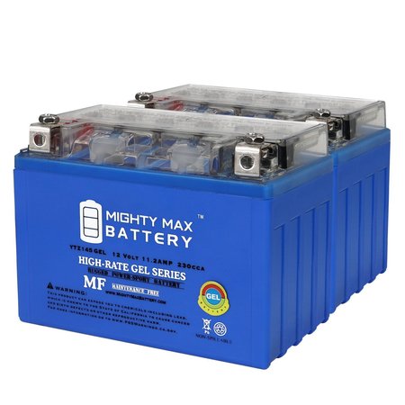 YTZ14SGEL 12V 11.2AH Replacement Battery compatible with BikeMaster BTZ14S - 2PK -  MIGHTY MAX BATTERY, MAX4023007